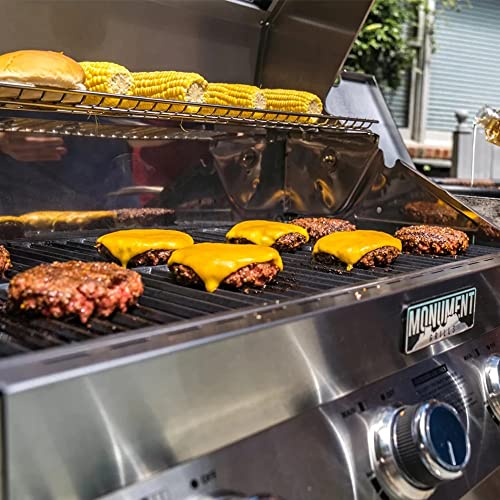Monument Grills Larger 4-Burner Propane Gas Grills Stainless Steel Cabinet Style with Side & Infrared Side Sear Burners with Stainless Steel Rotisserie Kit(2 Items)