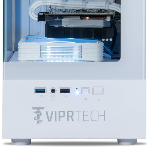 ViprTech Stryker 4.0 Liquid-Cooled PC - AMD Ryzen 7 (4.4GHz Turbo), RTX 4060 8GB, 32GB DDR4 3200, 1TB NVMe SSD, 700W PSU, WiFi BT, Win 11 Pro, RGB, Gaming Desktop Computer Prebuilt, White