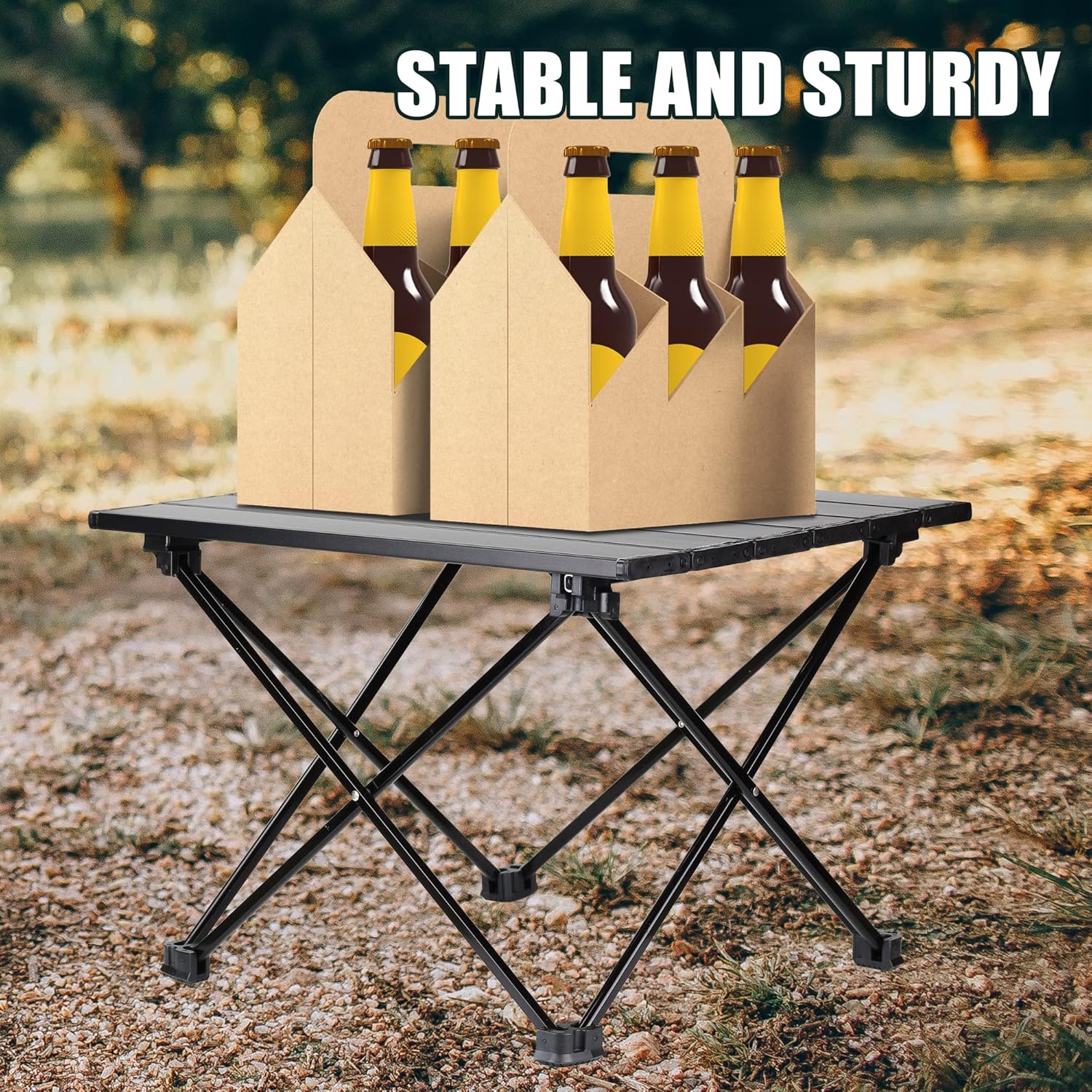aiGear Folding Table Lightweight Compact Aluminum Alloy Camping Square Portable Table 4 Foot for Outdoor Dining Picnic Party(FT011)