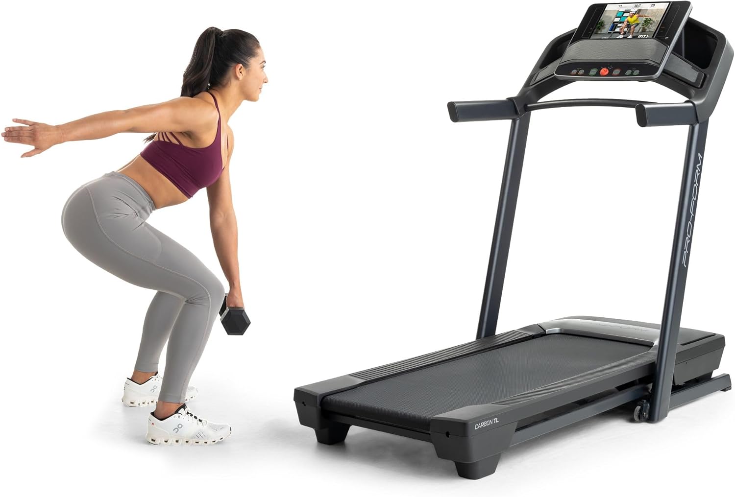 ProForm Carbon TL; Treadmill for Walking and Running with 5” Display, Built-in Tablet Holder and SpaceSaver Design