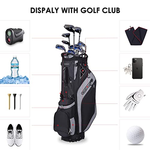 Golf Stand Bag 14 Way Top Dividers with Dual Strap and 8 Pockets, Rain Hood,Portable for Men Women
