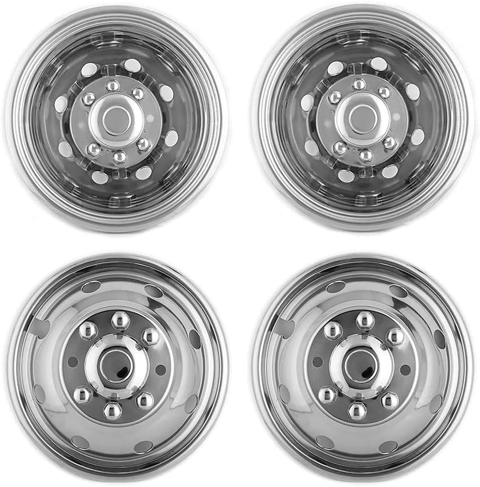 Kucaruce Set of 4 19.5 10 Lug Wheel Skins Hub Caps Rim Covers Stainless Steel Wheel Simulators For 2008-2020 R_a_m 4500 5500 Pickup