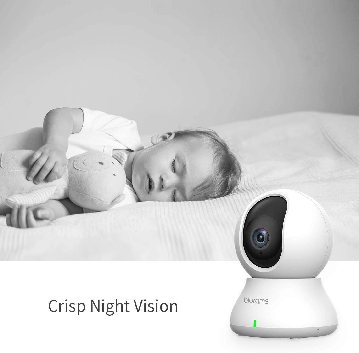Cameras for Home Security | blurams Indoor Camera w/Motion Detection, Two-Way Audio, Night Vision, Instant Alerts | Compatible with Alexa and Google, Cloud and Local Storage Available