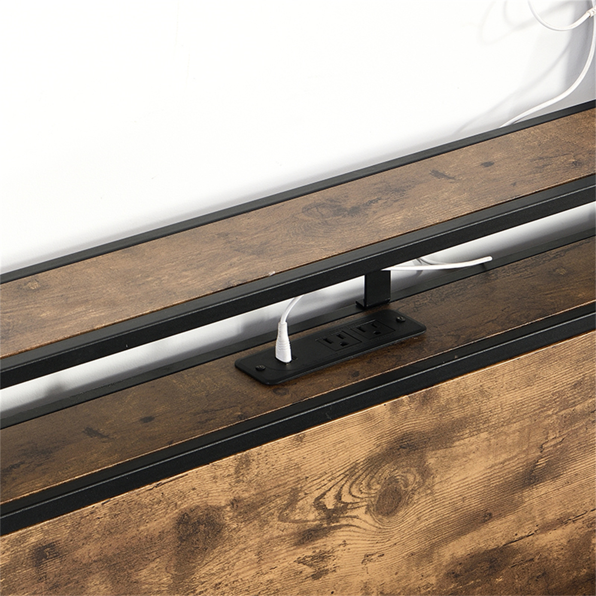 Full Bed Frame, Storage Headboard with Charging Station, Solid and Stable, Noise Free, No Box Spring Needed, Easy Assembly