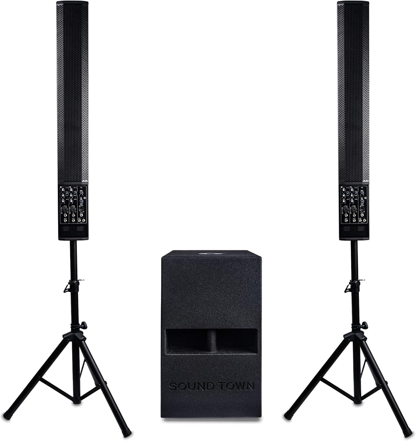Sound Town 700W Powered Column Speaker Line Array System with 6 x 5” Woofers, 2-Channel Mixer and Bluetooth for Live Music, House of Worship, Meeting Rooms, Restaurants (CARPO-V5PW)
