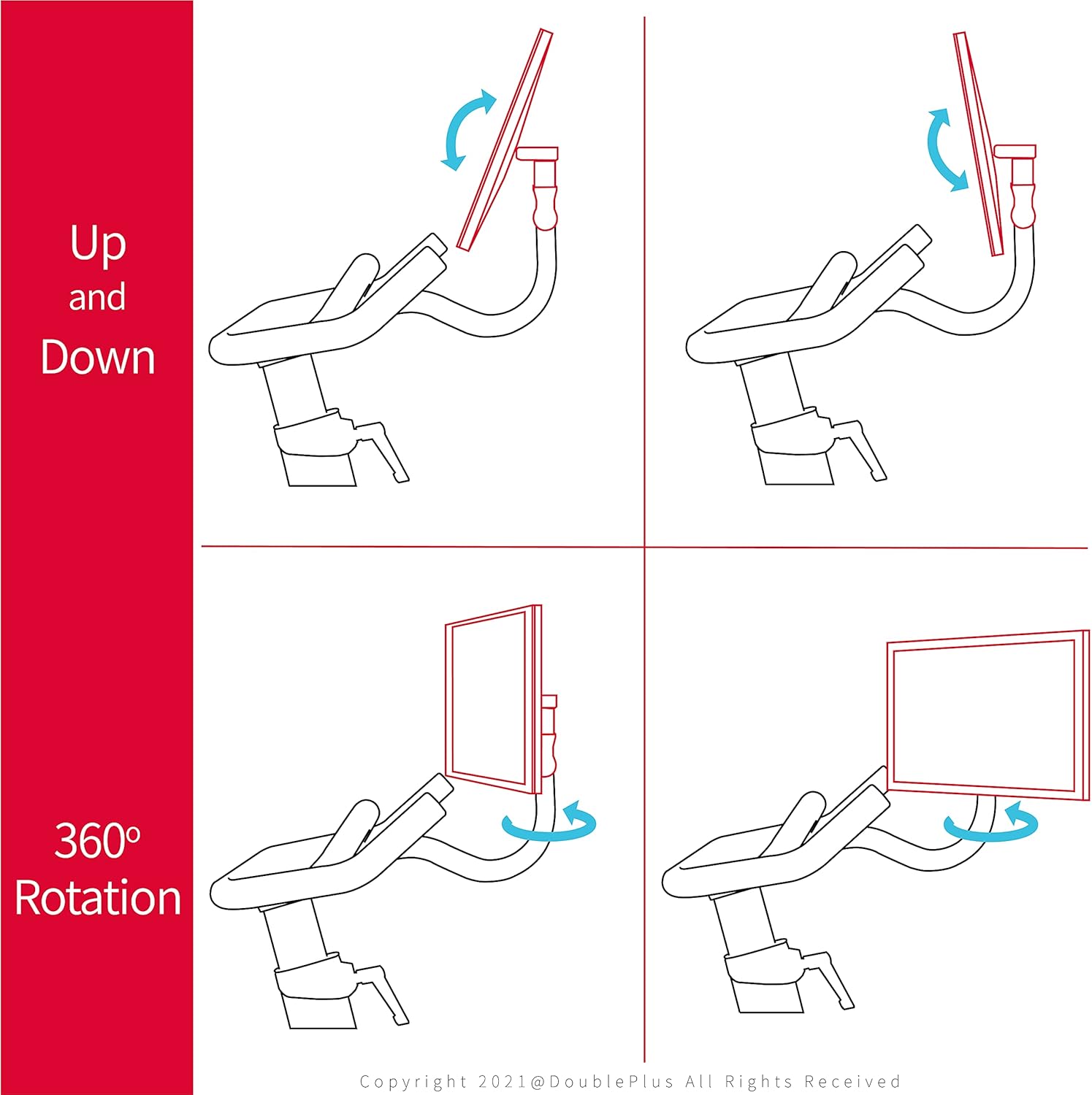 Doubleplus Pivot for Peloton Bike, Upgraded Swivel for Peloton Screen, 360 Degree Adjuster, Easily Adjust & Rotate Your Peloton Screen, Accessories for Peloton (Not for Peloton Bike+)
