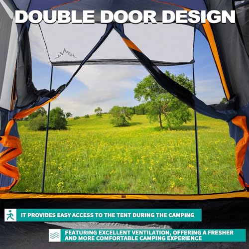 SUV Tent for Camping,Waterproof PU2000mm, Fits 5-8 People,Spacious Double Layer Design, Includes Rainfly & Storage Bag, 8FT L x 8FT W x 7.2FT H