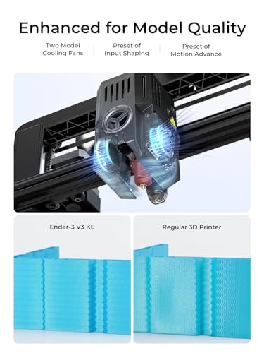 Creality Ender-3 V3 KE 3D Printer, 500 mm/s High-Speed Printing with Auto-Leveling, Sprite Direct Extruder Supports 300℃ Printing, Ultra-Smooth and Stable, 220×220×250 mm Print Volume