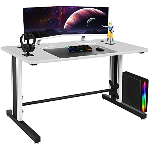 BenchPro Computer Desk, Gaming Desk 25" x 58" Student PC Desk Office Desk Extra Large Modern Ergonomic Gaming Style Table Workstation - Black Frame - Grey Top