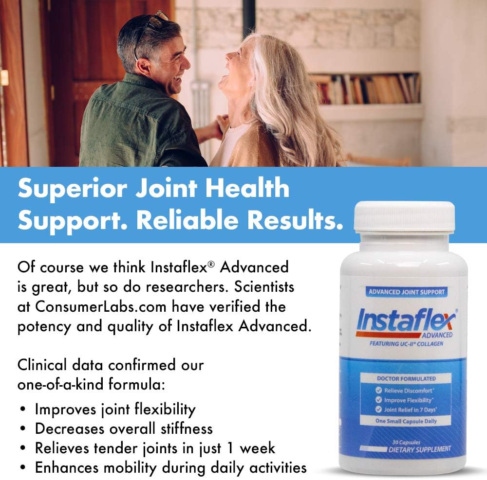 Instaflex Advanced Joint Support Supplement - Turmeric, Resveratrol, Boswellia Serrata Extract, BioPerine, UC-II Collagen- 30 Count Pack of 2