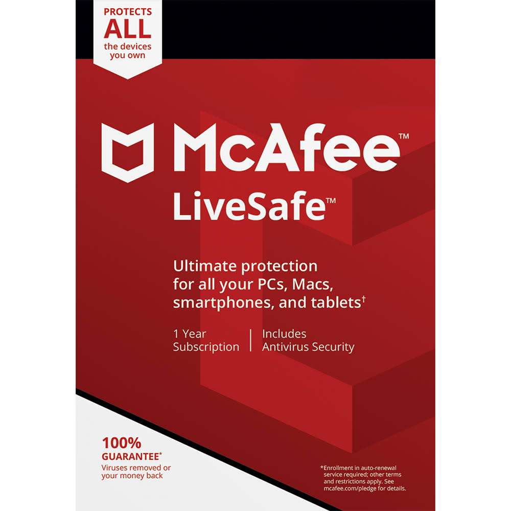 McAfee LiveSafe - 1 Year, Unlimited Devices (Download)