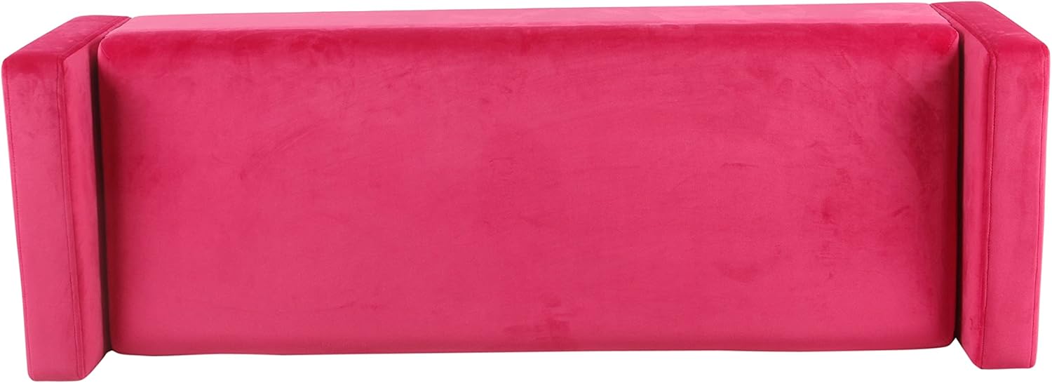 HomePop Home Decor | Upholstered Modern Velvet Storage Ottoman Bench | Ottoman Bench with Storage for Living Room & Bedroom | Decorative Home Furniture, Pink Velvet.
