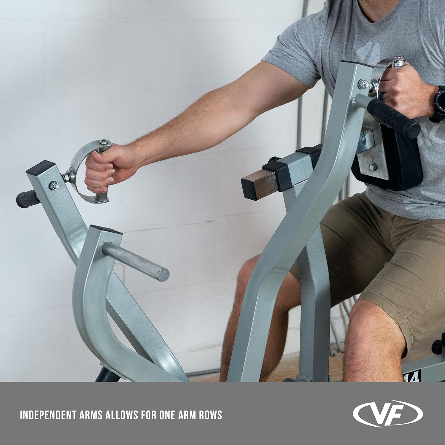 Valor Fitness Seated Row Machine - Back Chest Workout - Plate Loaded- Independent Converging Arms - Multi Grip Positions - Rotating Handles- includes 2" Plate Adapters - Home Gym Max 400 lbs