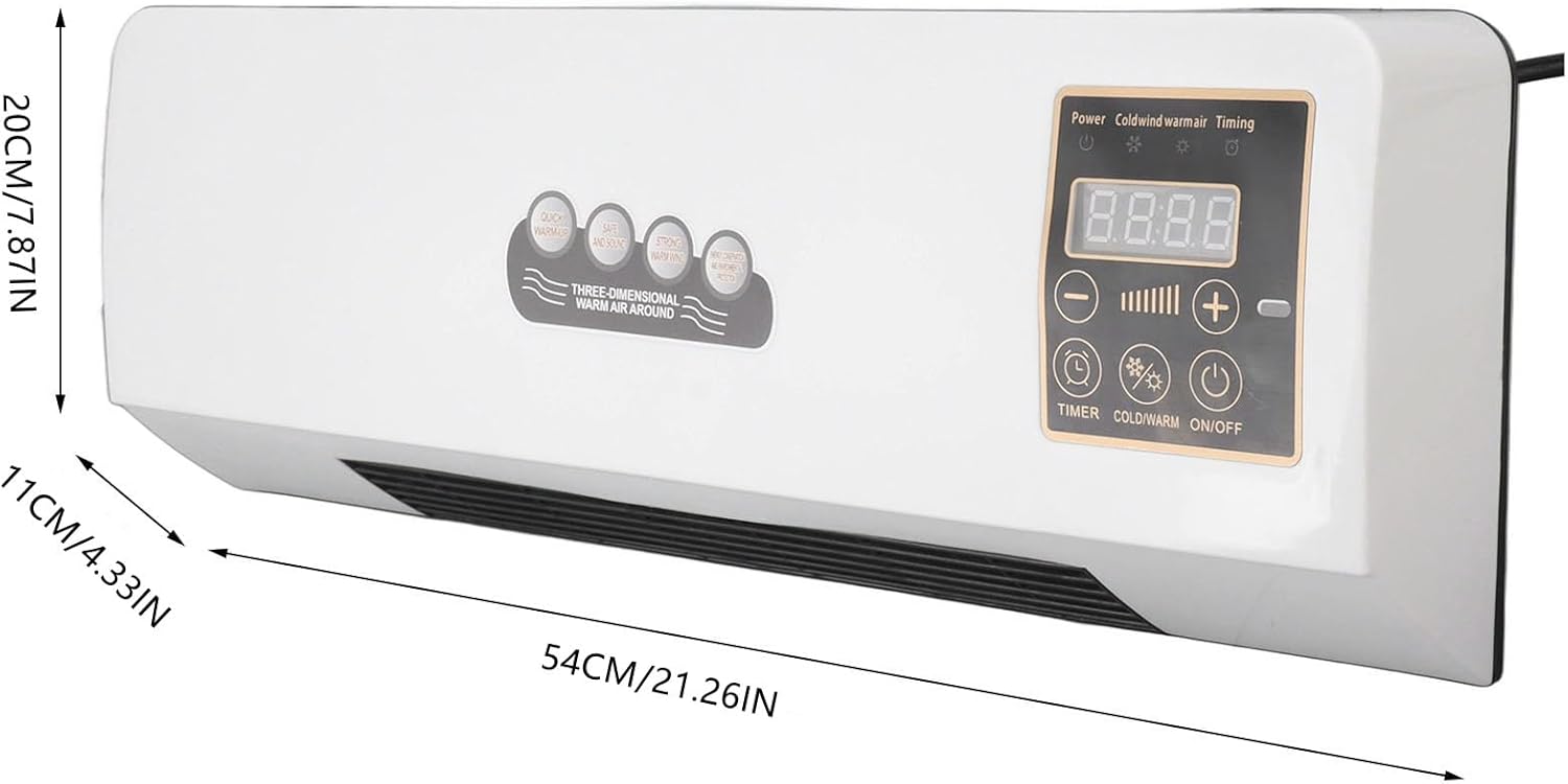 Wall Mounted Heating Machine, Mini Nature Fan and Heating Wall Mounted Fan, Low Noise Touch Control Small Air Cooler Heater Machine for Indoor Outdoor (Style 3)