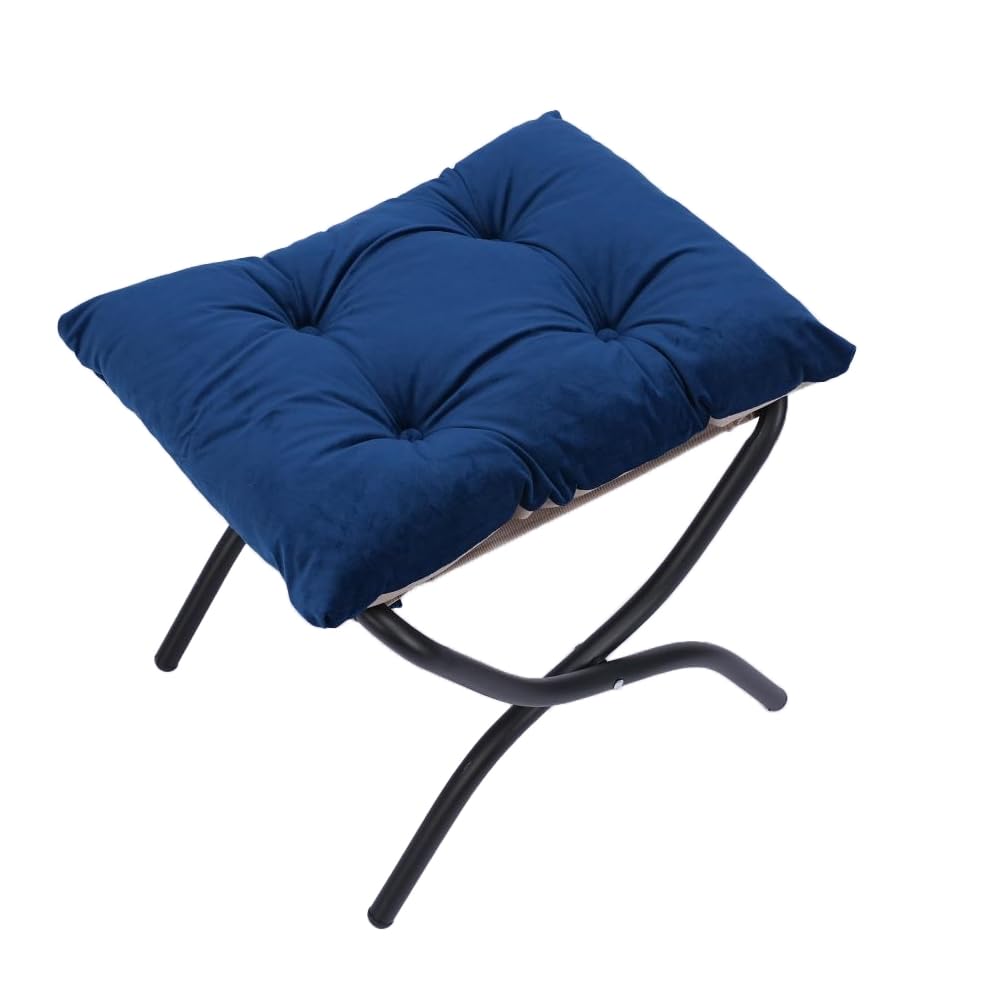 Living Room Chairs Modern Cotton Fabric Lazy Chair, Accent Contemporary Lounge Chair, Single Steel Frame Leisure Sofa Chair with Armrests and A Side Pocket (Blue)