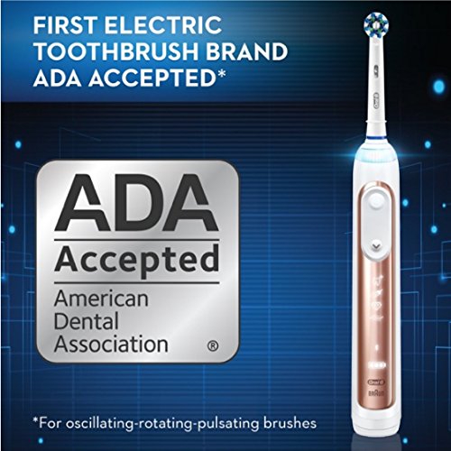 Oral-B 7500 Electric Toothbrush, Rose Gold with 4 Brush Heads and Travel Case - Visible Pressure Sensor to Protect Gums - 5 Cleaning Modes - 2 Minute Timer