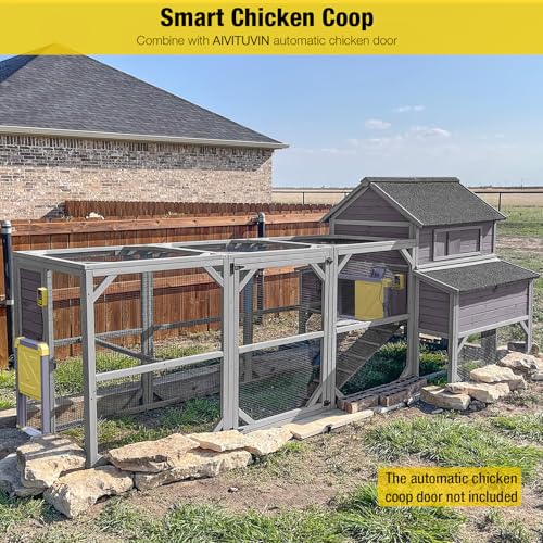 Aivituvin Chicken Coop Extra Large Chicken House 41.3ft² for 8-10 Chickens Outdoor Wooden Hen House Poultry Cage with 6 Nesting Boxes, 6 Perches, Large Run 118 L