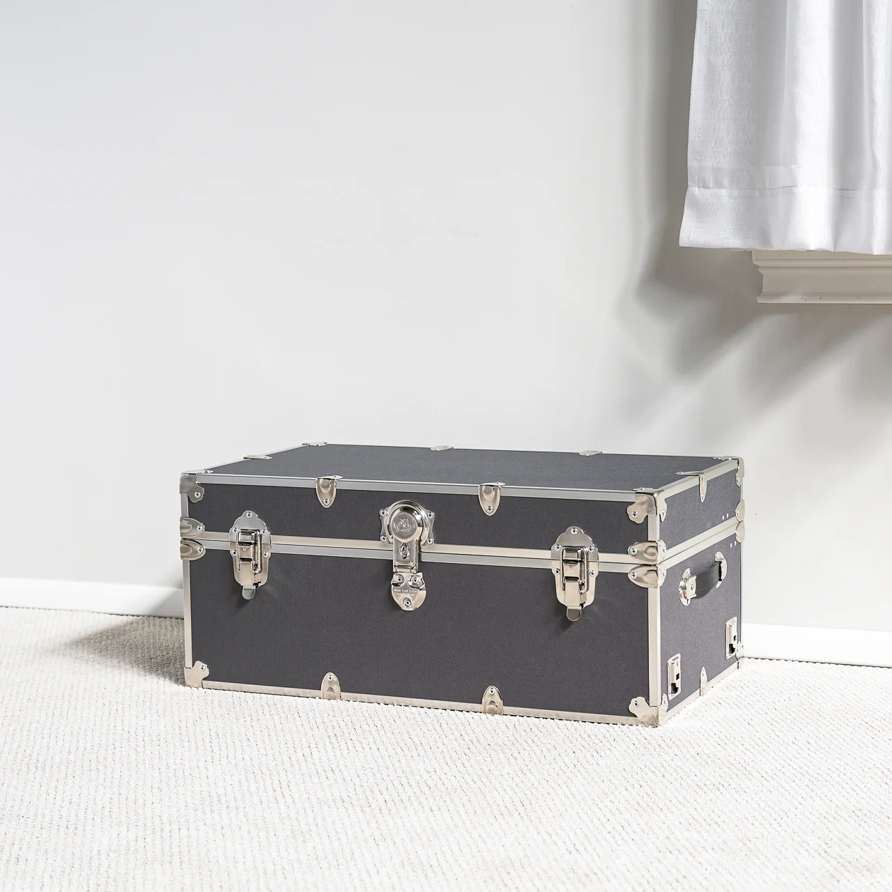 Rhino Trunk & Case Large Armor Trunk with Removable Wheels, Summer Camp, College, Storage 32"x18"x14" (Royal Blue)