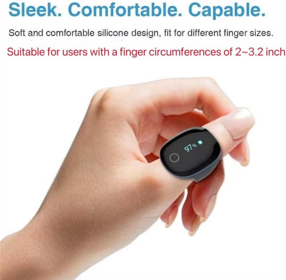 Wellue O2Ring Pulse Oximter, Bluetooth SPO2 Blood Oxygen Saturation Monitor - Wearable O2 Ring Sensor with Vibration Reminder, Free APP & PC Report, Rechargeable