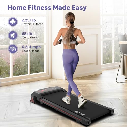 Walking Pad with Incline - Under Desk Treadmill for Home Office - 2.25HP Inclined Treadmills with Remote Control, LED Display, 265lbs Weight Capacity