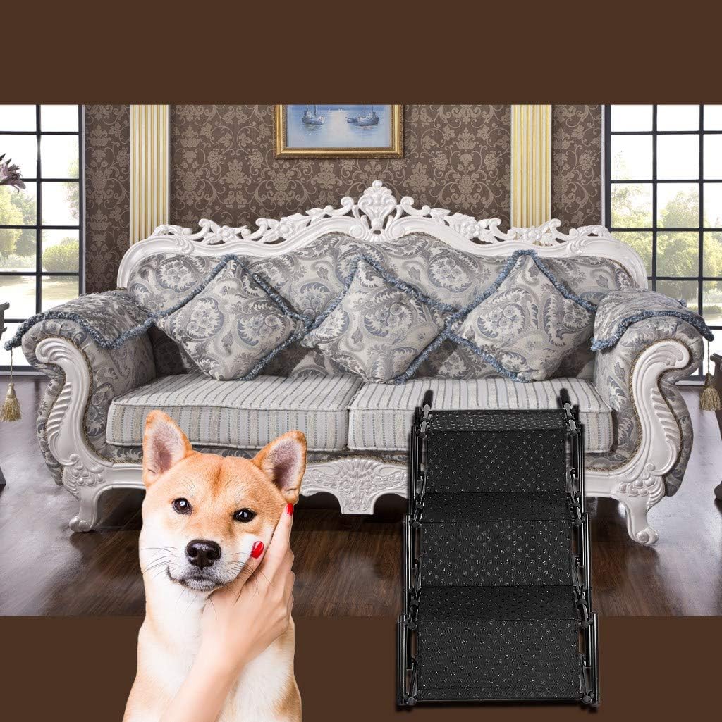 Pet Dog Car Step Stairs, Accordion Folding Pet Ramp for Indoor Outdoor Use, Lightweight Portable Auto Large Dog Ladder, Great for Cars, Trucks and SUVs Cargo, Sailboat, Couch and High Bed, 5 Steps