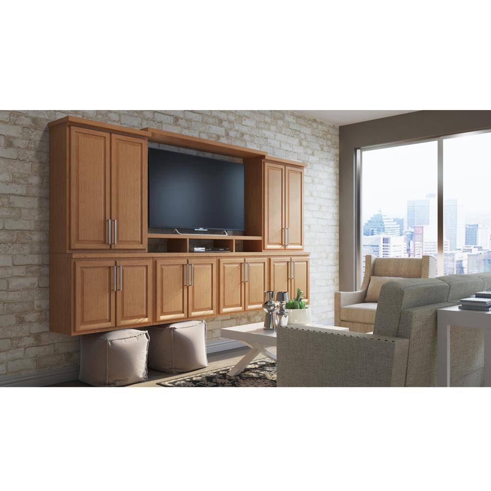 Hampton Bay Hampton Assembled 28.5x34.5x16.5 in. Lazy Susan Corner Base Kitchen Cabinet in Medium Oak
