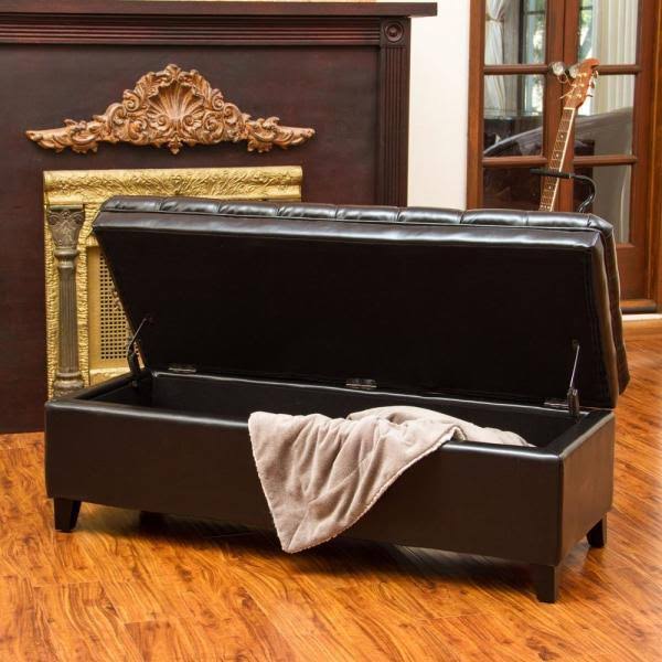 Noble House Hastings Espresso Tufted Storage Ottoman, Brown
