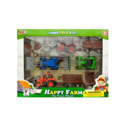 Kole Imports Gh382-6 Farm Tractor Truck u0026 Trailer Set - Pack of 6