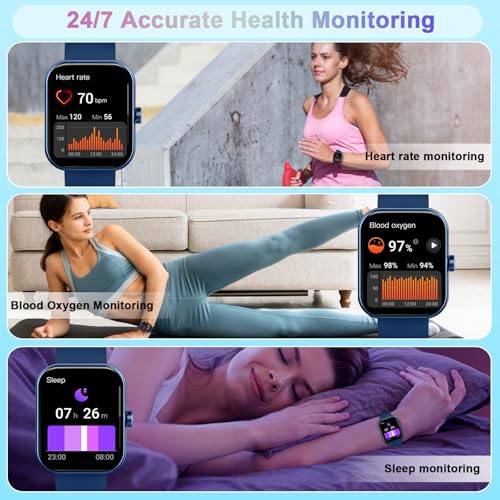 Smart Watch(Answer/Make Call), 1.96 HD Smartwatch for Men Women, 2025 New Fitness Watch with 112+ Sport Modes, Heart Rate, Sleep Monitor, Pedometer, IP68 Waterproof Activity Tracker for Android iOS