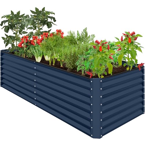Best Choice Products 8x4x2ft Outdoor Metal Raised Garden Bed, Deep Root Planter Box for Vegetables, Flowers, Herbs, and Succulents w/ 478 Gallon Capacity - Gray