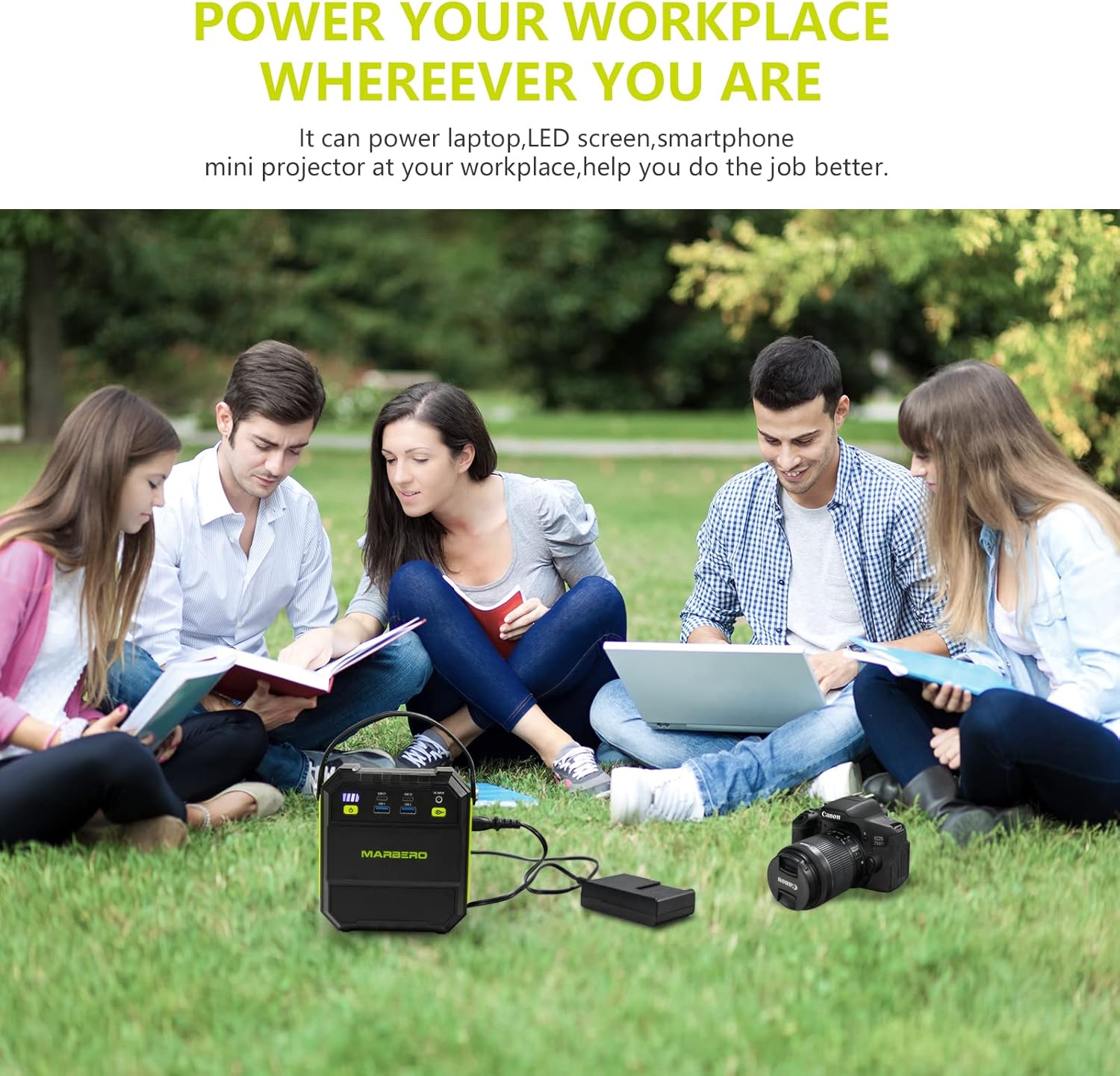 MARBERO Portable Power Station, 83Wh Solar Generator 22500mAh Camping Lithium Battery Emergency Power Station with AC Outlet 4 USB Ports, Power Supply with Super Bright Flashlight for Camping Outdoor Home (Green)