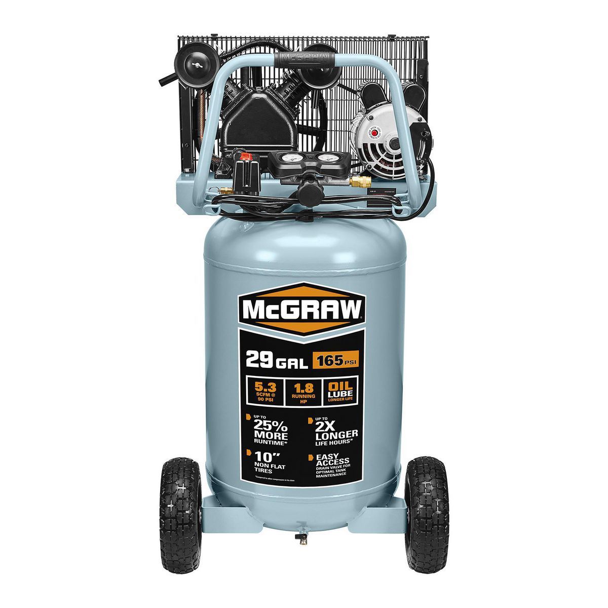 MCGRAW 29 Gallon, 165 PSI Oil-Lube Belt Drive Shop/Auto Air Compressor