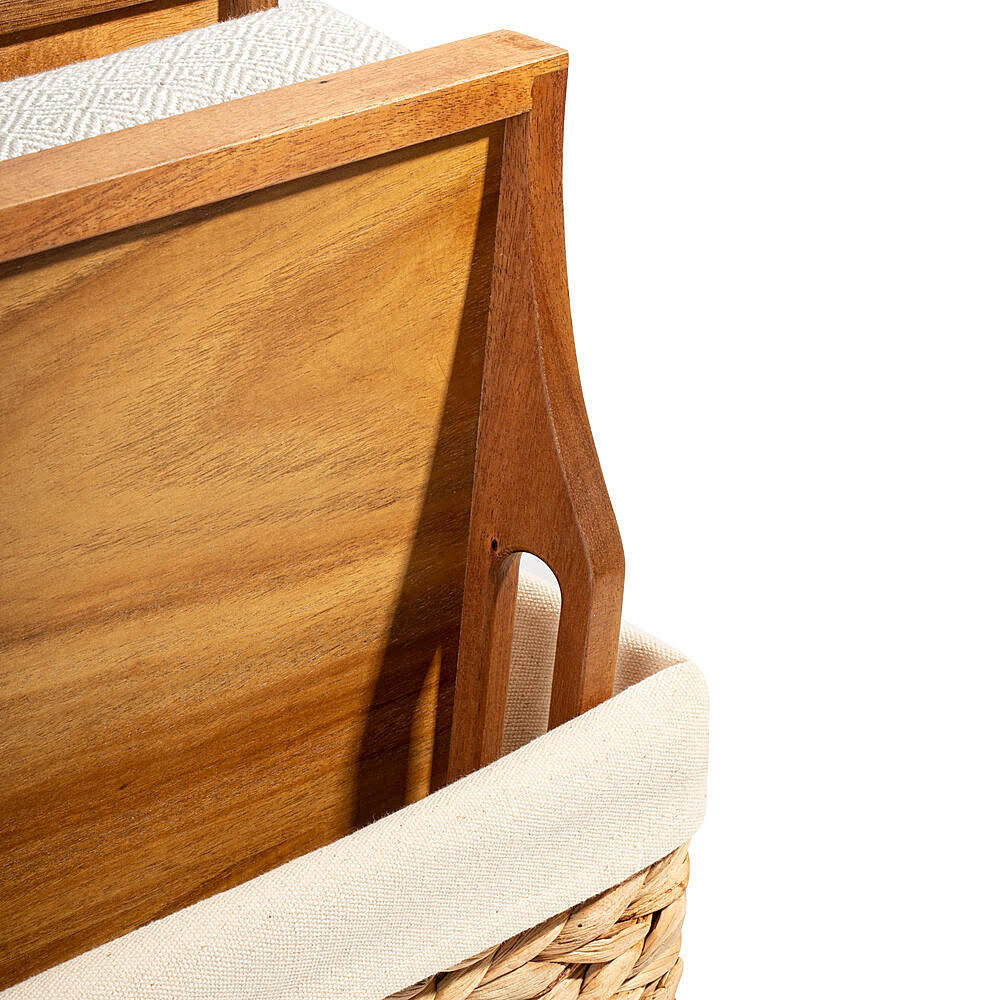 Rossie Home Set of 2 Lap Trays with Basket, Natural Acacia