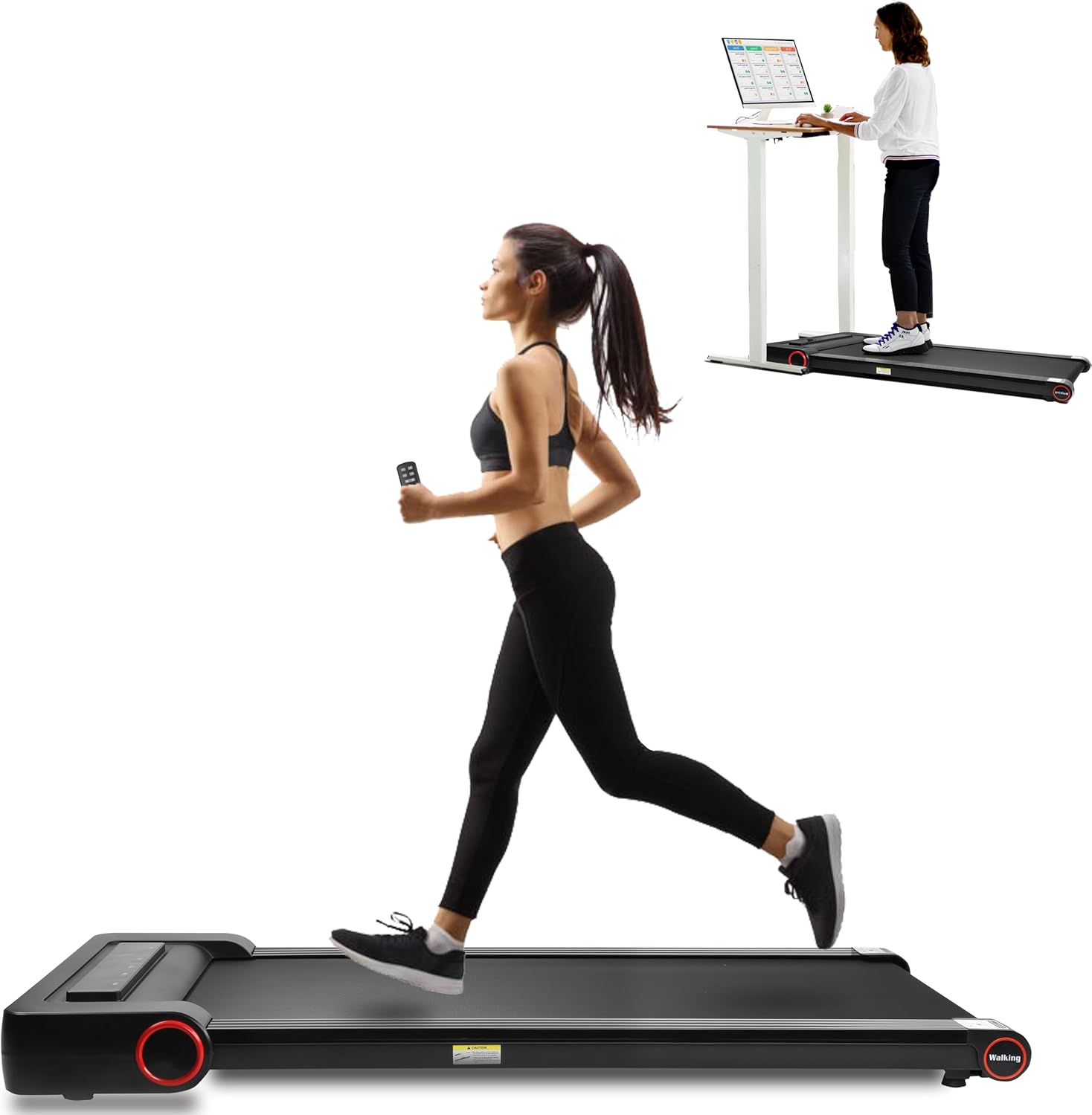 Gallelife Portable Under Desk Treadmill - 2.25HP Walking Pad for Home/Office - Compact Jogging Machine with 300+ lbs Weight Capacity, Remote Control, and LED Display - No Installation Needed