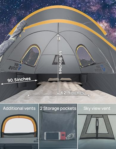 JoyTutus Pickup Truck Tent, Waterproof PU2000mm Double Layer for 2 Person, Portable Truck Bed Tent with Removable Awning, 5.5ft-6ft Camping Preferred - Green