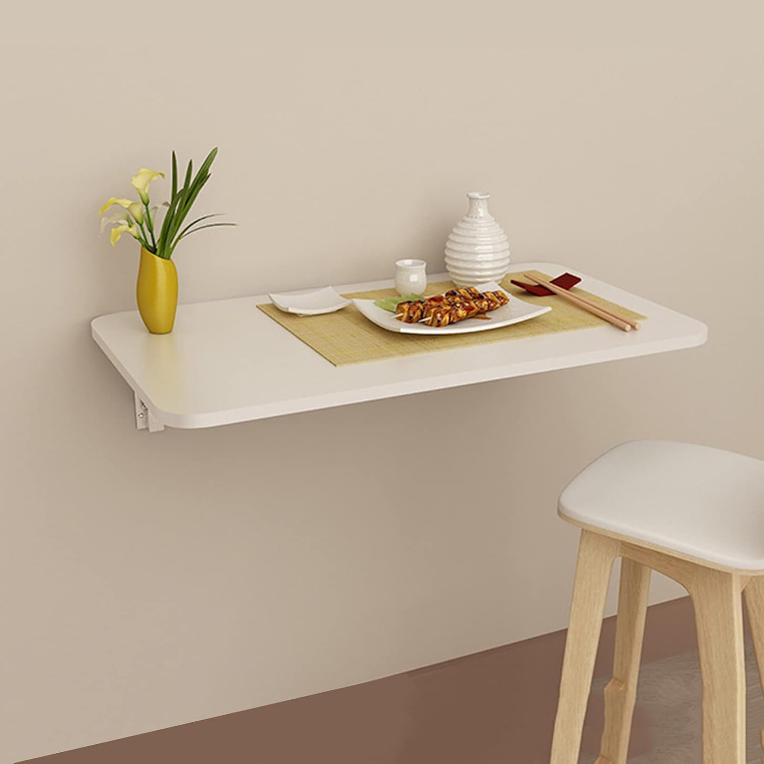 Wall Mounted Floating,Wall Mounted Fold Down Desk for Small Saving Spaces,for Laundry Room,Dining,Room,Study,Kitchen,Bar,White-60 * 30cm Fashionable