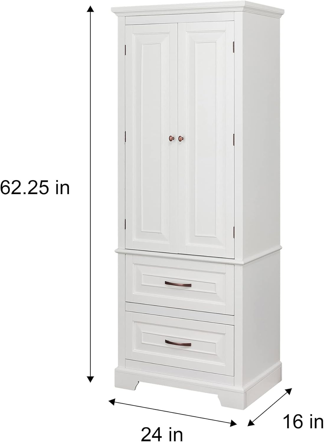 Elegant Home Fashions St. James Bathroom Storage Linen Cabinet, White