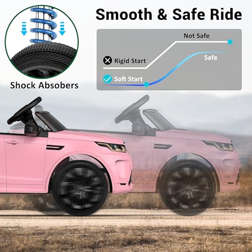 12V Licensed Land Rover Kids Electric Car w/Parent Remote Control, Bluetooth, Music, Shock Absorbers, LED Lights, Ride On Toys for Kids Ages 2-5 (Single Seat), White
