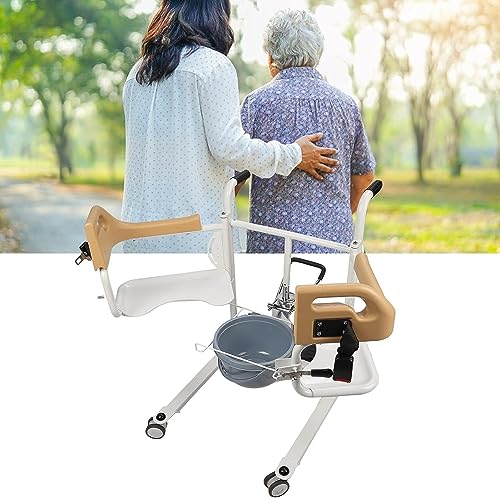 Hydraulic Lift Transfer Chair 180° Split Seat Transfer Lift W/Potty and Dining Table Load 220lb Metal Lift Wheelchair