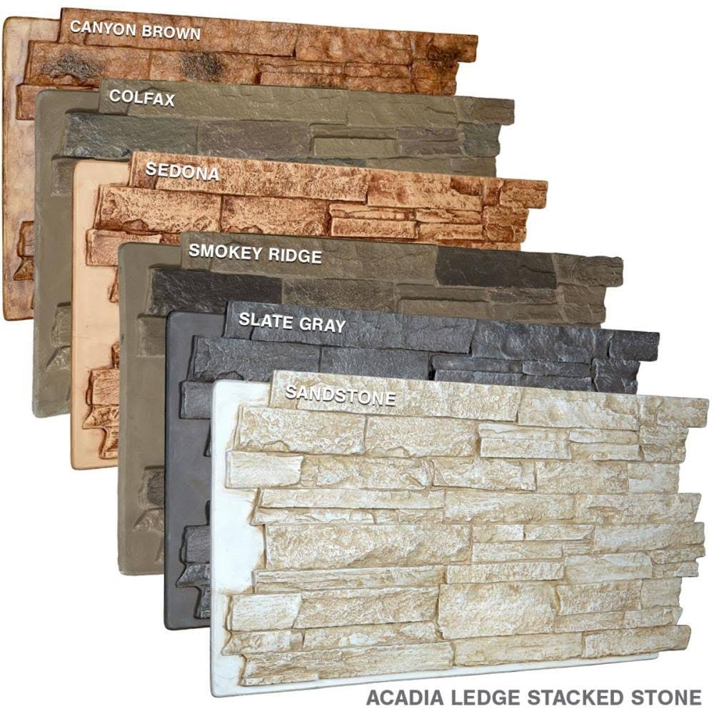 48 inchw x 24 inchh x 1 1/4 inchd Acadia Ledge Stacked Stone, Stonewall Faux Stone Siding PANEL, Sandstone