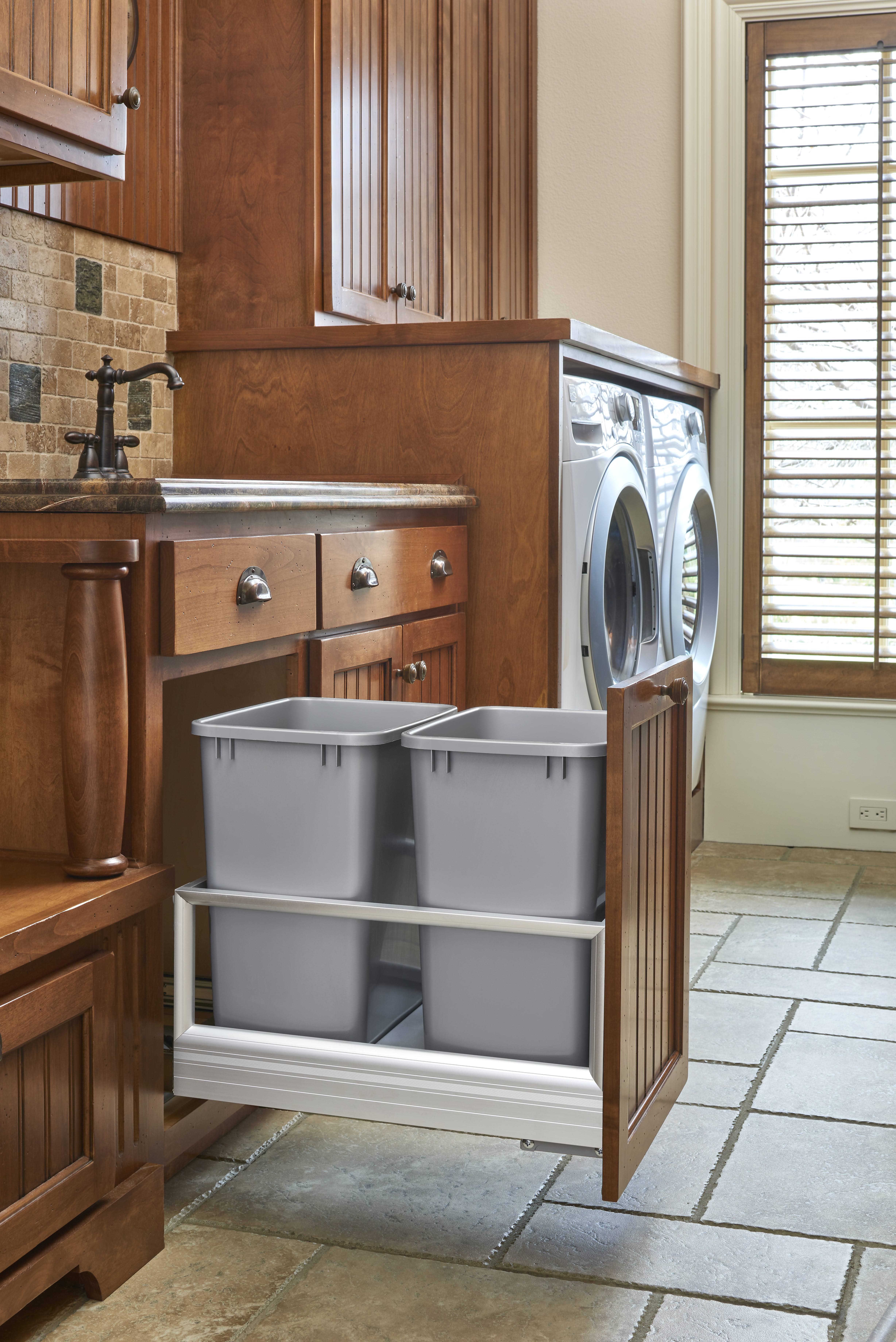 Rev-A-Shelf Double Trash Pullout 35 Quart-Silver 5149-18DM-217