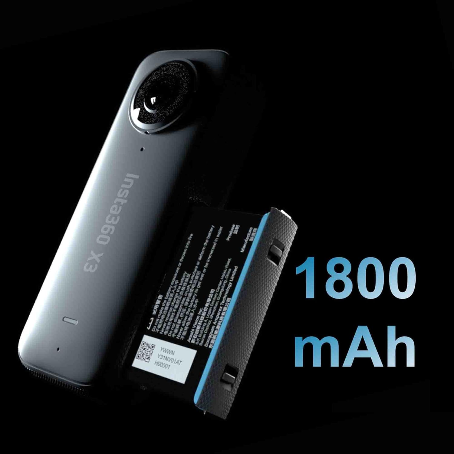 insta360 X3 360 Degree Waterproof Action Camera, 5.7K 360, Stabilization, Touch Screen, AI Editing, Live Streaming, Webcam, Voice Control, Black