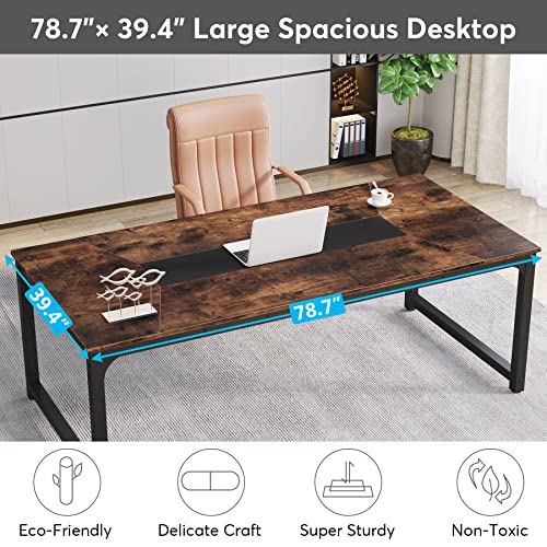 Tribesigns Modern Computer Desk, 63 x 31.5 inch Large Executive Office Desk Computer Table Study Writing Desk Workstation for Home Office, Spliced Desktop, White