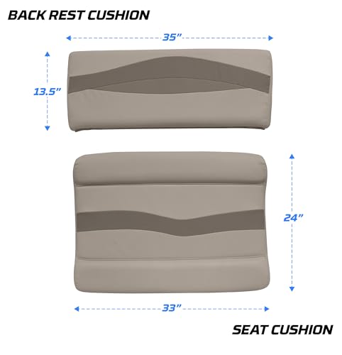 Wise BM1152-1066 Premier Series Pontoon Flip-Flop Seat Cushion Set, Stone/Mocha Java/Khaki