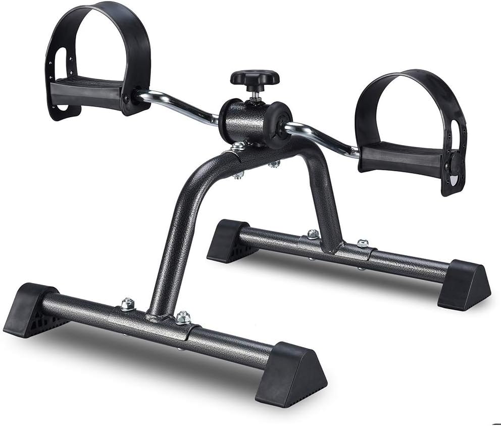 Medical Folding Pedal Exerciser,Portable Exercise Bike Chrome Frame Exercise Pedals For Arms And Legs Workout Under Desk Mini Cycle Bike Black 120kg Support