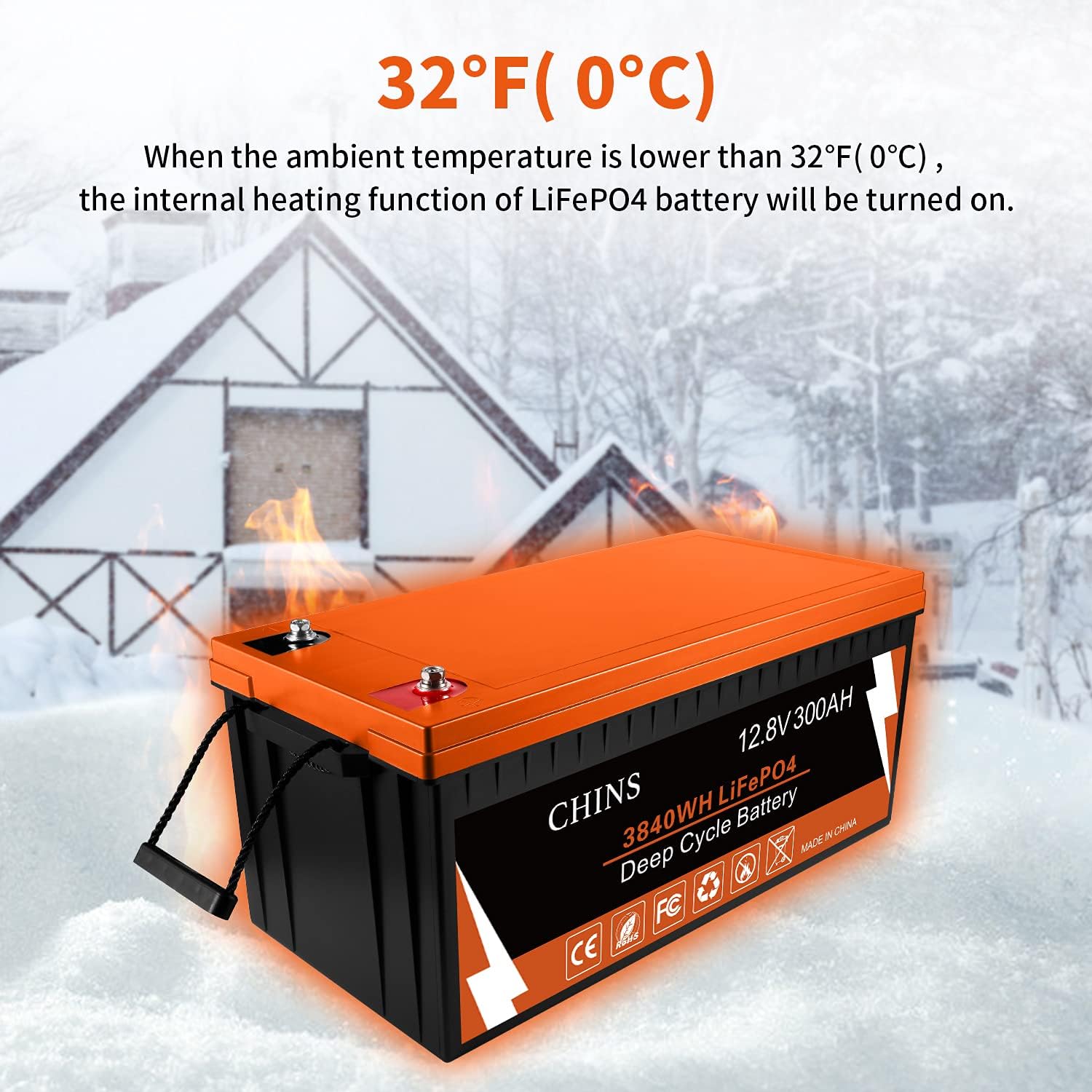 CHINS LiFePO4 Battery 24V 200Ah Lithium Battery - Built-in 200A BMS, 2000+ Cycles, Each battery Can Support 5120W Power Output, Perfect for RV, Home Storage and Off-Grid