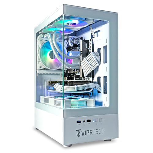 ViprTech Stryker 4.0 Liquid-Cooled PC - AMD Ryzen 7 (4.4GHz Turbo), RTX 4060 8GB, 32GB DDR4 3200, 1TB NVMe SSD, 700W PSU, WiFi BT, Win 11 Pro, RGB, Gaming Desktop Computer Prebuilt, White