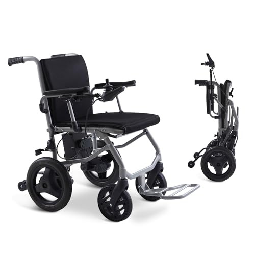 Klano KL40 - World Lightest (only 30lbs) Foldable Electric Wheelchair - Travel Size with Detachable Battery - Airline Approved - User Friendly - 10 mi Cruise Range (Model1)