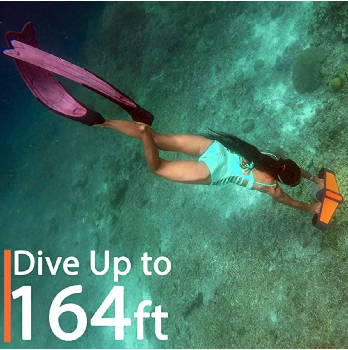 S1-Pro Underwater Sea Scooter Dual Motors 2-Speed for Water Sports Swimming Pool Diving & Snorkeling with Action Camera Mount, Dive Up to164 ft, 4 mph, 45 mins running time, Blue, 19x8x8