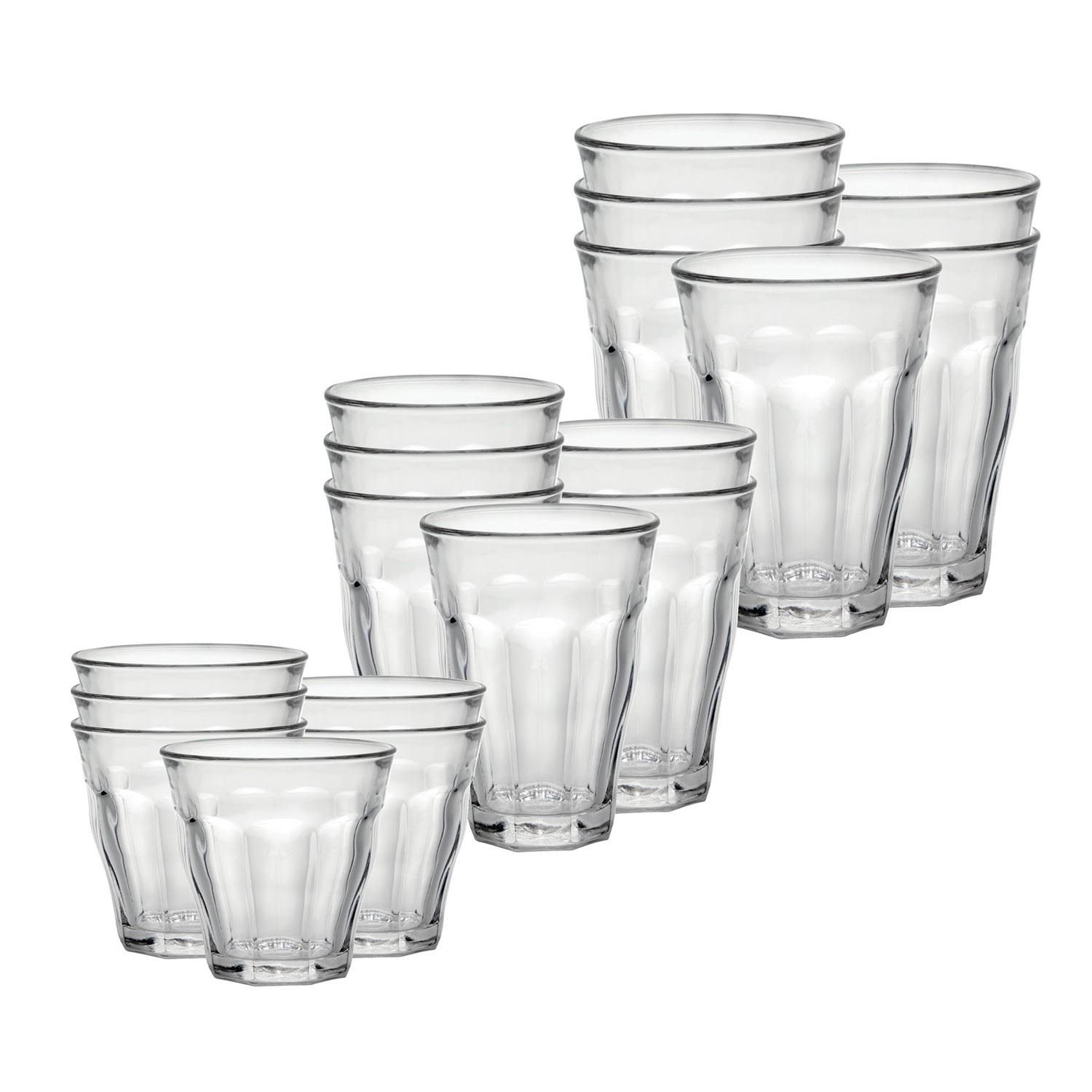 Duralex Picardie 36 Piece Clear Tempered Glass Drinkware and Tumbler